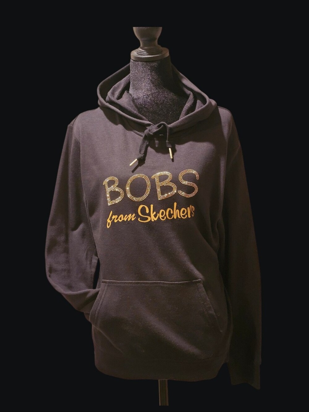 Skechers BOBS Black Hoodie with Shimmer Gold Logo Detail